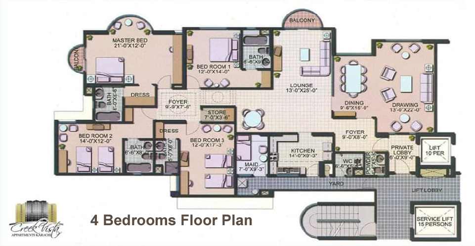 Creek Vista Apartments 8 4 Bedrooms Floor Plan Creek Vista Apartments Dha Phase 8 Karachi