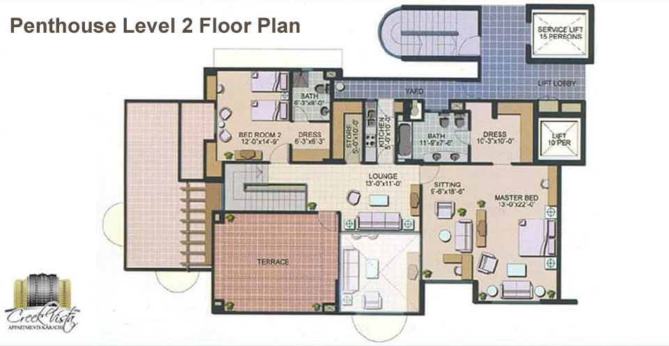 Creek Vista Apartments 10 Penthouse Level 2 Floor Plan Creek Vista Apartments Dha Phase 8 Karachi